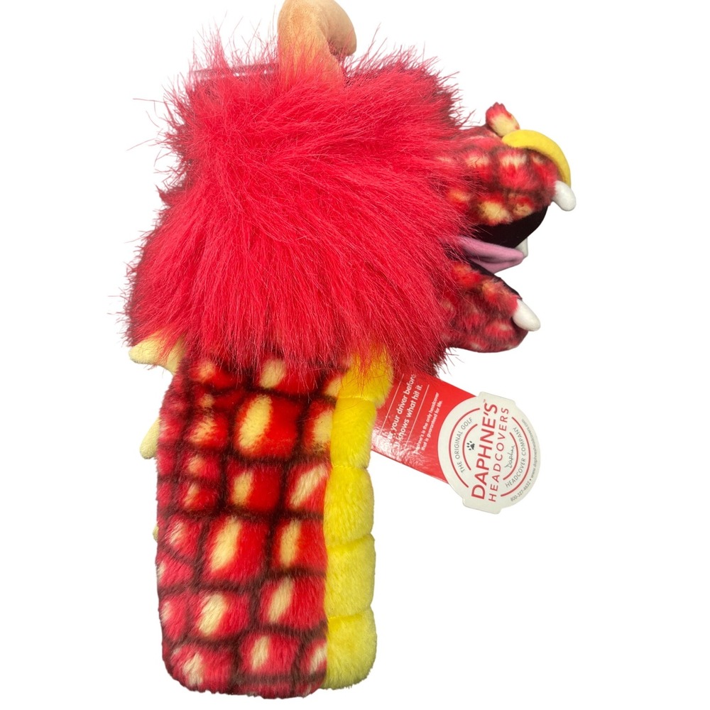 Daphne's Headcovers Red Dragon Golf Club Driver Cover Plush Animal Red Yellow - Picture 4 of 4